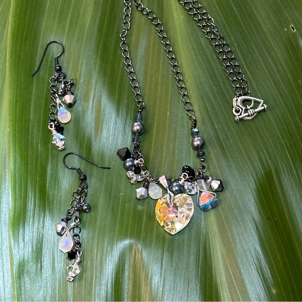 Rock-n-Roll Inspired Swarovski Crystal Necklace and Earring Set